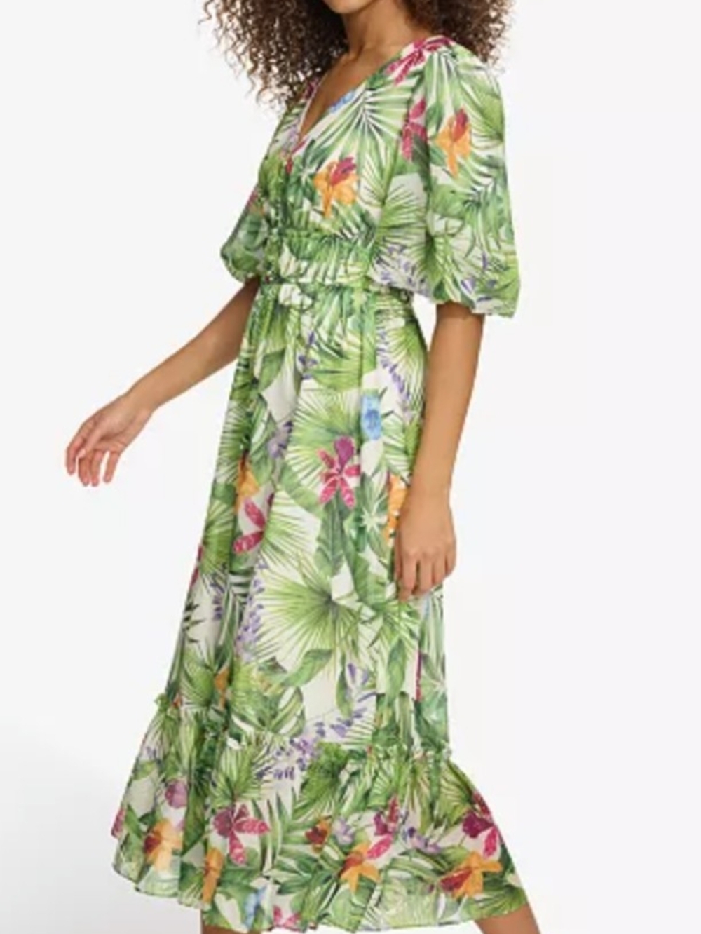 🌼B2G1🌼 Kensie Green Tropical Floral Maxi Dress NWT